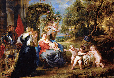 Rest on the Flight from Egypt with Saints, c.1635 | Rubens | Giclée Leinwand Kunstdruck