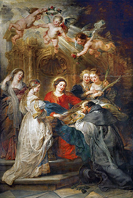 Virgin Mary Presenting a Liturgical Robe to St. Ildefonso (Central Panel of the Ildefonso Altar), c.1630/32 | Rubens