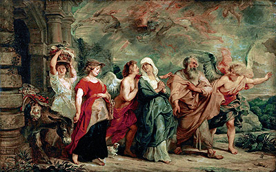 Lot and His Family Leaving Sodom, 1625 | Rubens | Giclée Leinwand Kunstdruck