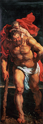 Saint Christopher (Descent from Cross Altarpiece - Closed Left Side), c.1611/14 | Rubens | Giclée Leinwand Kunstdruck