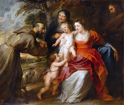 The Holy Family with Saints Francis and Anne and the Infant Saint John the Baptist, c.1630/35 | Rubens | Giclée Leinwand Kunstdruck