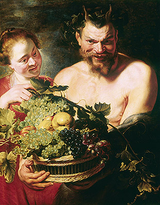 Faun and Nymph, c.1620 | Rubens | Giclée Leinwand Kunstdruck