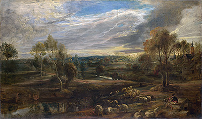A Landscape with a Shepherd and his Flock, c.1638 | Rubens | Giclée Leinwand Kunstdruck