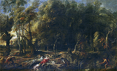 Atalanta and Meleager Hunting the Wild Boar of Calydon, c.1636 | Rubens | Giclée Leinwand Kunstdruck