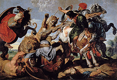 Lion Hunt, c.1616 | Rubens | Giclée Leinwand Kunstdruck