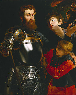 Warrior With Two Pages, c.1614/16 | Rubens | Giclée Leinwand Kunstdruck