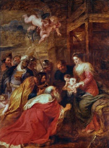 Anbetung der Könige, c.1633/34 | Rubens | Giclée Leinwand Kunstdruck