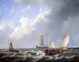 Seelandschaft aus dem Zeeland Waters, in der Nähe der Insel Schouwen, c.1825/27 von Petrus Schotel | Leinwand Kunstdruck