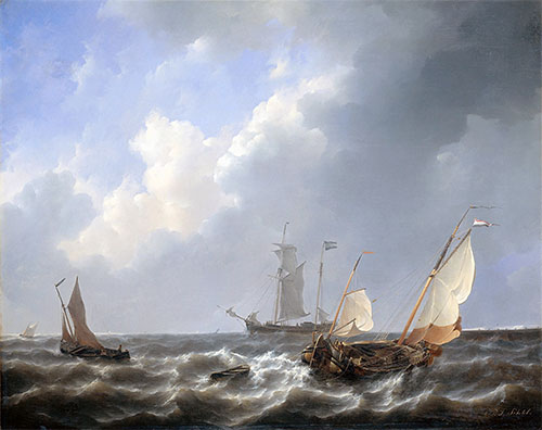 Seelandschaft aus dem Zeeland Waters, in der Nähe der Insel Schouwen, c.1825/27 | Petrus Schotel | Giclée Leinwand Kunstdruck