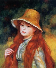 Young Girl in a Straw Hat | Renoir | Painting Reproduction