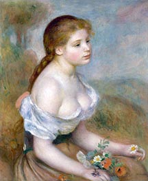 Renoir | Young Girl with Daisies, 1889 by | Giclée Canvas Print