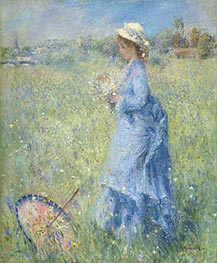 Girl Gathering Flowers | Renoir | Painting Reproduction