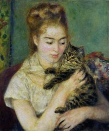 Woman with a Cat, c.1875 von Renoir | Leinwand Kunstdruck