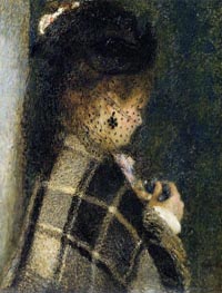Young Woman with a Veil, c.1875/77 von Renoir | Leinwand Kunstdruck