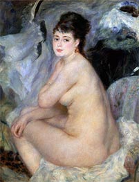 Nude Seated on a Sofa, 1876 von Renoir | Leinwand Kunstdruck