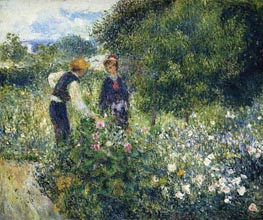 Picking Flowers, 1875 von Renoir | Leinwand Kunstdruck