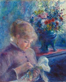Young Woman Sewing | Renoir | Painting Reproduction