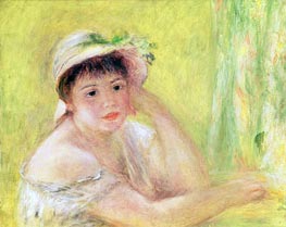 Woman with a Straw Hat (Alpphonsine Fournaise) | Renoir | Painting Reproduction