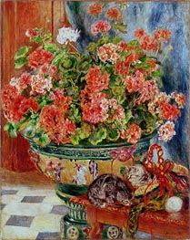 Geraniums and Cats | Renoir | Painting Reproduction