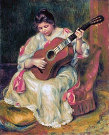 Woman Playing the Guitar | Renoir | Painting Reproduction