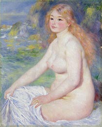 Blonder Badegast, 1881 von Renoir | Leinwand Kunstdruck
