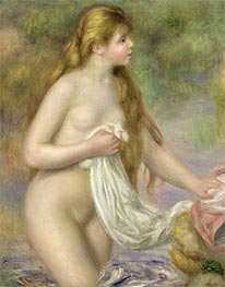 Long-haired Bather, c.1895 von Renoir | Leinwand Kunstdruck