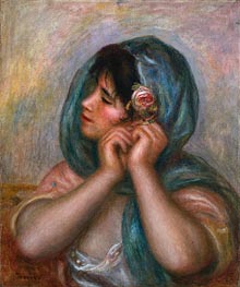 Young Woman Arranging Her Earring, 1905 by Renoir | Canvas Print