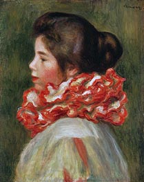 Girl in a Red Ruff, 1884 von Renoir | Leinwand Kunstdruck