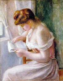 Mädchen liest, 1891 von Renoir | Leinwand Kunstdruck