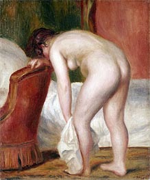 Female Nude Drying Herself, c.1909 by Renoir | Canvas Print