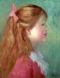Renoir | Young Girl with Long Hair in Profile, 1890 | Giclée Canvas Print