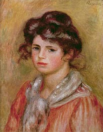 Young Girl with a White Handkerchief (Gabrielle) | Renoir | Painting Reproduction