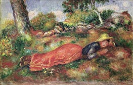 Young Girl Sleeping on the Grass, undated by Renoir | Canvas Print