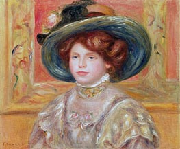 Young Woman in a Blue Hat | Renoir | Painting Reproduction