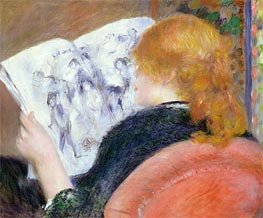 Young Woman Reading an Illustrated Journal, c.1880/81 by Renoir | Canvas Print