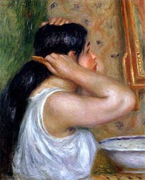 Girl Combing her Hair | Renoir | Painting Reproduction