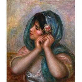 Young Woman Arranging Her Earring - Renoir