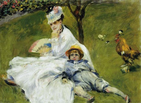 Madame Monet und ihr Sohn, 1874 | Renoir | Giclée Leinwand Kunstdruck