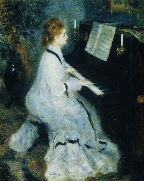 Young Woman at the Piano, 1875 | Renoir | Giclée Leinwand Kunstdruck