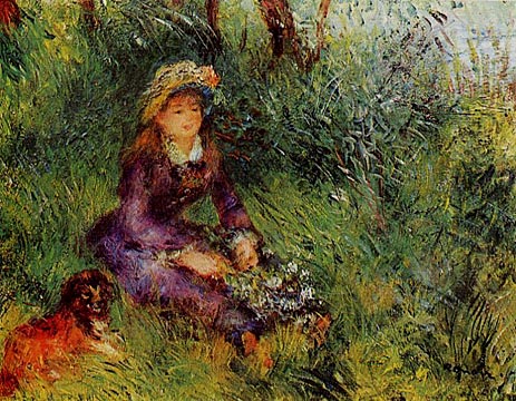Madame Renoir with a Dog, 1880 | Renoir | Giclée Leinwand Kunstdruck