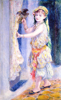 Kind mit Vogel (Mademoiselle Fleury in algerischer Tracht), 1880 | Renoir | Giclée Leinwand Kunstdruck