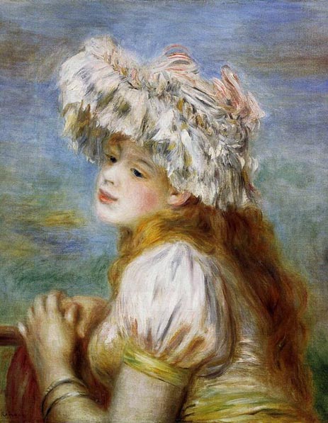 Young Girl in a Lace Hat, 1891 | Renoir | Giclée Leinwand Kunstdruck