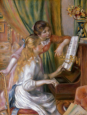 Junge Mädchen am Klavier, 1892 | Renoir | Giclée Leinwand Kunstdruck