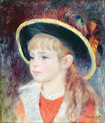 Jeanne Henriot (Girl in a Blue Hat), 1881 | Renoir | Giclée Leinwand Kunstdruck