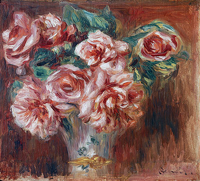 Roses in a Vase, 1910 | Renoir | Giclée Leinwand Kunstdruck