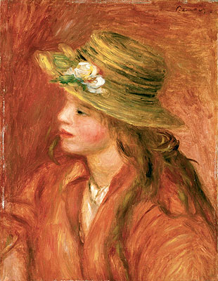 Young Girl in a Straw Hat, c.1908 | Renoir