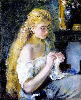 A Girl Crocheting, c.1875 | Renoir | Giclée Leinwand Kunstdruck