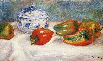 Still Life with a Blue Sugar Bowl and Peppers, c.1905 | Renoir | Giclée Leinwand Kunstdruck