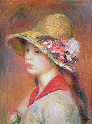 Young Woman in a Hat, n.d. | Renoir | Giclée Leinwand Kunstdruck