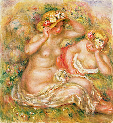 Two Nudes Wearing Hats, undated | Renoir | Giclée Canvas Print